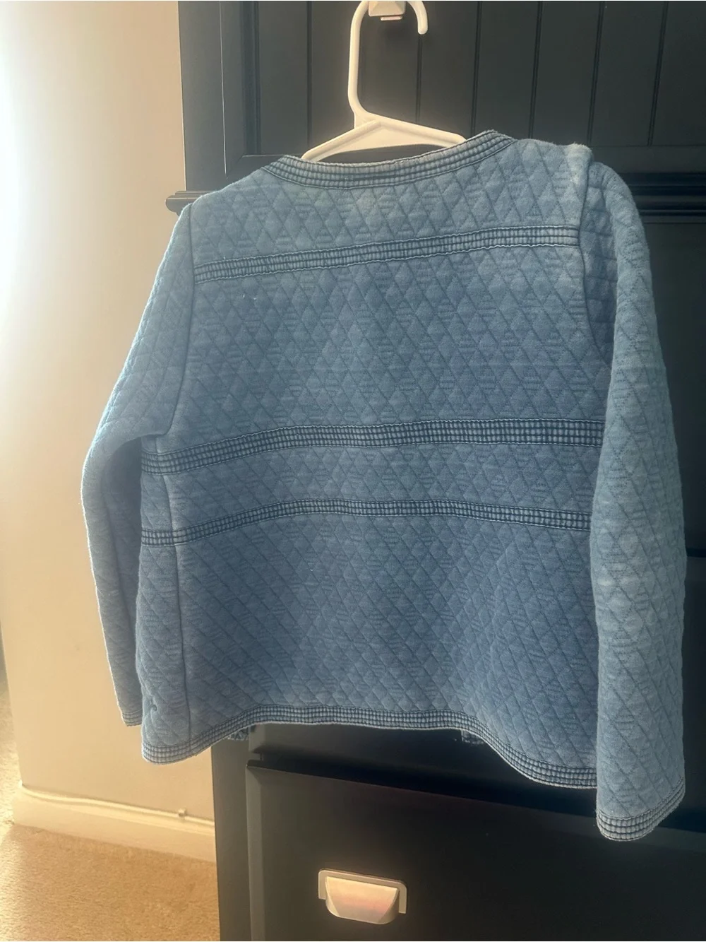 Zara Quilted Light Blue Girls' Open-Front Jacket